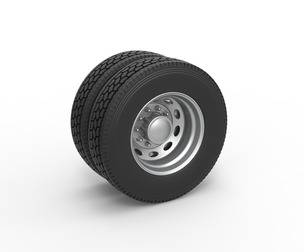 10 Oval Hole Rear double wheel of semi truck 1:25