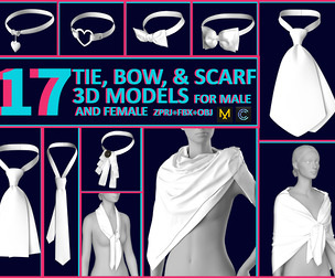 17 TIE, BOW, AND SCARF 3D MODELS