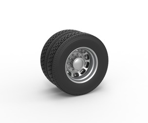 Rear custom wheel of semi truck V3 Scale 1:25