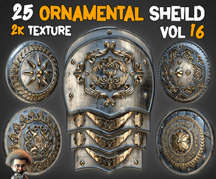 25 Ornamental Shield 3D Model Vol-16