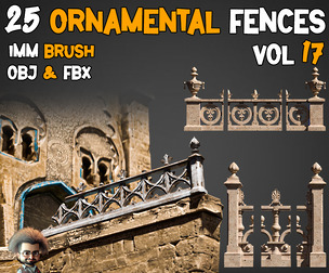 25 Ornamental Fences 3D Model Vol-17