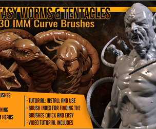 Fantasy Worms & Tentacles IMM Curve ZBrush brushes