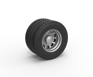 Rear custom wheel of semi truck V4 Scale 1:25