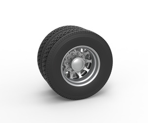 Rear custom wheel of semi truck V5 Scale 1:25
