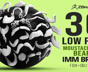 30 Lowpoly moustache and beard base mesh IMM