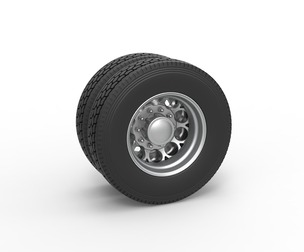 Rear custom wheel of semi truck V6 Scale 1:25