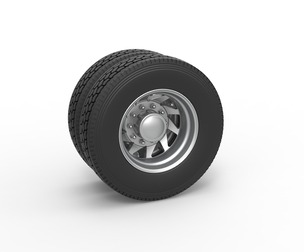 Rear custom wheel of semi truck V7 Scale 1:25