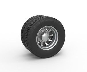 Rear custom wheel of semi truck V8 Scale 1:25
