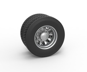 Rear custom wheel of semi truck V9 Scale 1:25