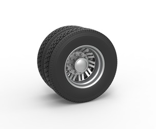 Rear custom wheel of semi truck V11 Scale 1:25