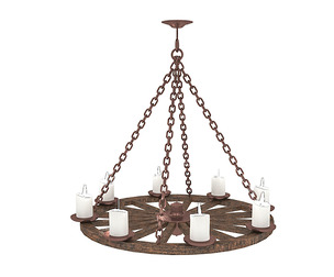 3D Old Wheel Chandelier model