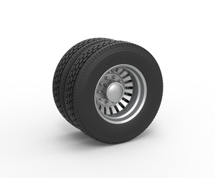 Rear custom wheel of semi truck V12 Scale 1:25