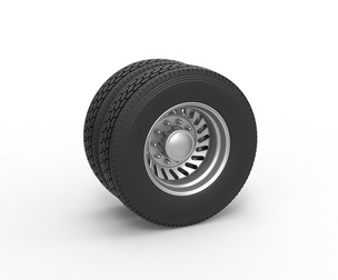 Rear custom wheel of semi truck V13 Scale 1:25