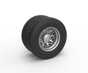 Rear custom wheel of semi truck V14 Scale 1:25