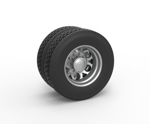 Rear custom wheel of semi truck V15 Scale 1:25