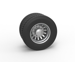 Rear custom wheel of semi truck V16 Scale 1:25