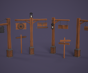 Stylized Medieval Signboard Kitbash