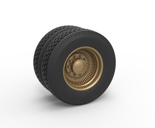 Rear custom wire wheel of semi truck 1:25