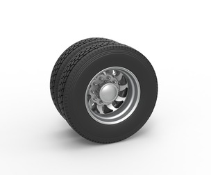 Rear custom wheel of semi truck V17 Scale 1:25