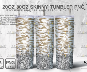 20oz Glitter Silver Fur Skinny Tumbler
