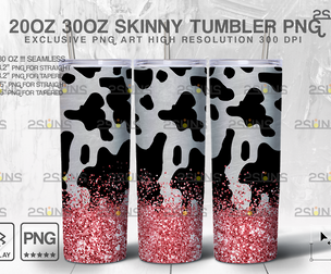 20oz CowHide Pink Glitter Skinny Tumbler