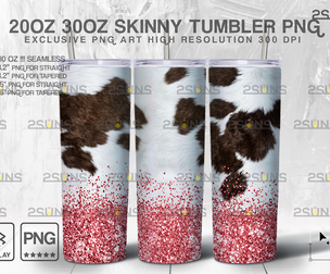 20oz CowHide Gold Glitter Skinny Tumbler