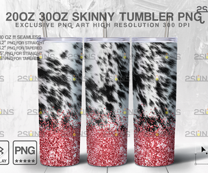 20oz CowHide Gold Glitter Skinny Tumbler