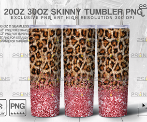 20oz Glitter Gold Leopard Skinny Tumbler