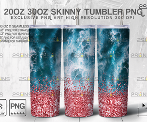 20oz Sea Pink Glitter Skinny Tumbler