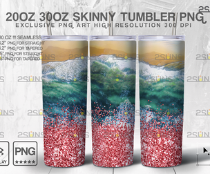20oz Sea Pink Glitter Skinny Tumbler