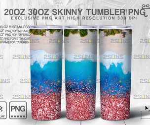 20oz Sea Pink Glitter Skinny Tumbler