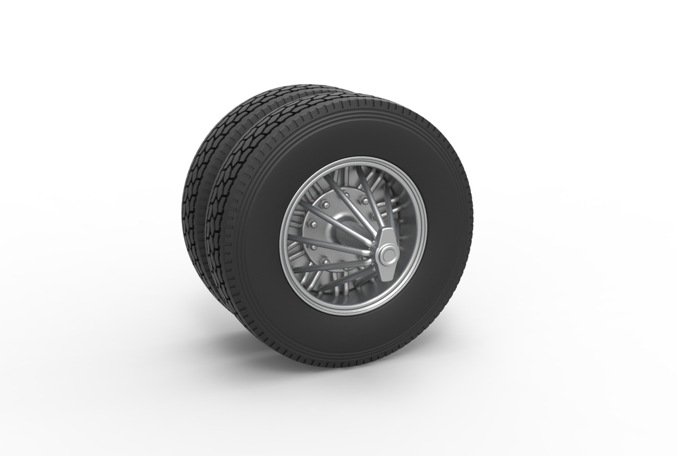 Rear custom Slab wheel of semi truck 1:25