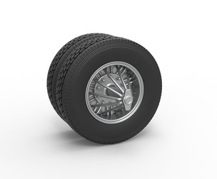 Rear custom Slab wheel of semi truck 1:25
