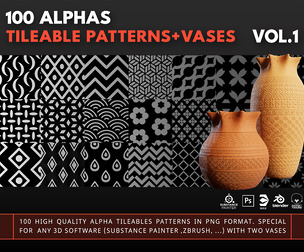 100 Alphas-Tileable pattern+vases