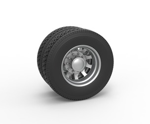 Rear custom wheel of semi truck V18 Scale 1:25