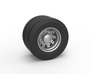 Rear custom wheel of semi truck V19 Scale 1:25