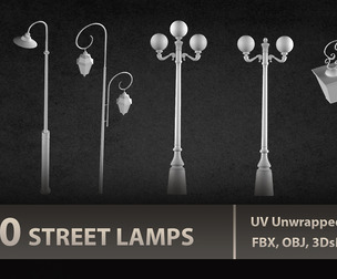10 street lamps Low & Mid Poly / Game Ready vol 01