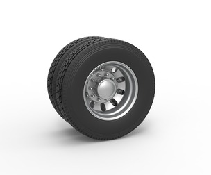 Rear custom wheel of semi truck V21 Scale 1:25