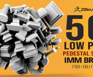 50 Low poly statue pedestal podium base mesh IMM