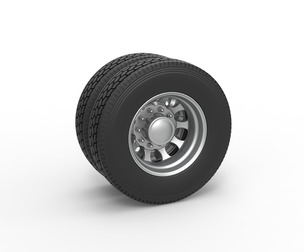 Rear custom wheel of semi truck V22 Scale 1:25