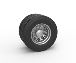 Rear custom wheel of semi truck V23 Scale 1:25