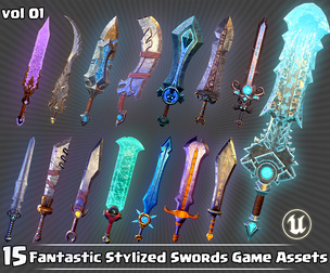 15 Fantastic Stylized Swords Game Assets