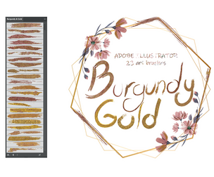 Burgundy & Gold Illustrator Brushes