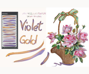 Violet & Gold Illustrator Brushes
