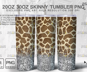 20oz Glitter Silver Giraffe Skinny Tumbler