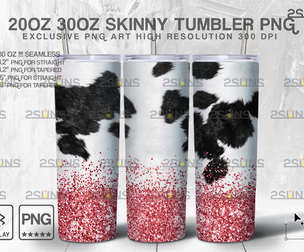 20oz CowHide Pink Glitter Skinny Tumbler