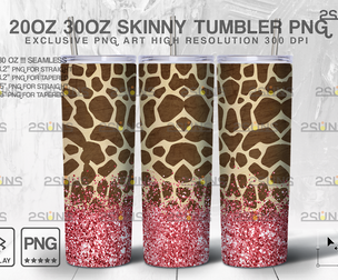 20oz Glitter Gold Giraffe Skinny Tumbler