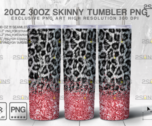 20oz Glitter Pink Leopard Skinny Tumbler