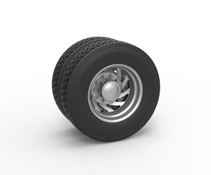 Rear custom wheel of semi truck V24 Scale 1:25