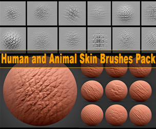 80+ Human and Animal Skin Brushes Pack - Zbrush